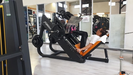Máquina de pressão para pernas de treinamento de força comercial com carga média e seleção de carga de pin