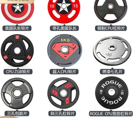 Equipamento de ginástica de treino de peso livre unisex comercial com placas de peso revestidas de ferro e borracha