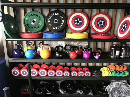 Equipamento de fitness de ginástica Placas de peso coloridas em cor de quadro selecionável opcional