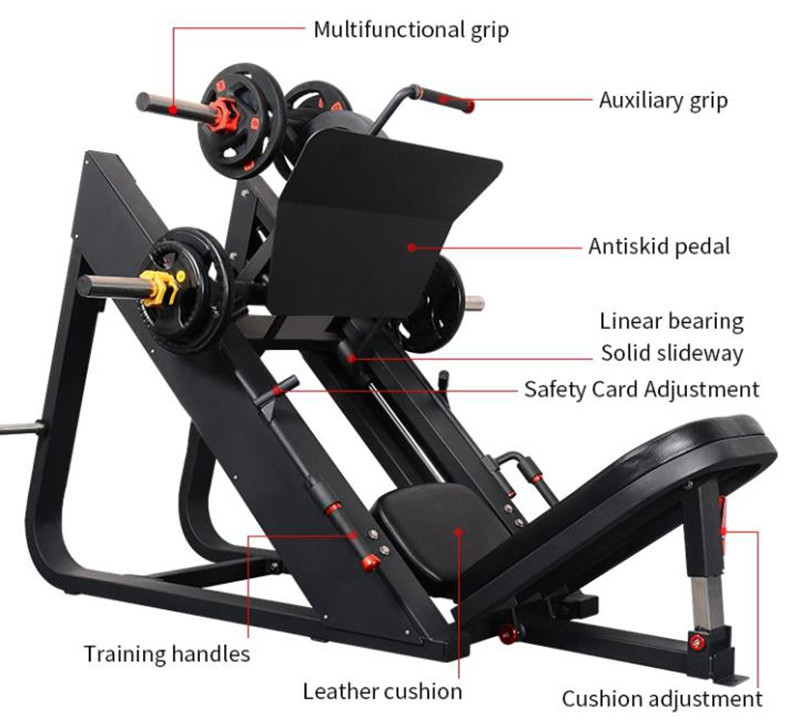 Equipamento de ginástica de pressão de pernas aço de carregador médio para fitness interno exercício de musculação