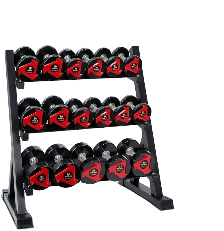 Unisex Trilayer Dumbbell Rack para treinamento de força em salas de estar e centros de fitness