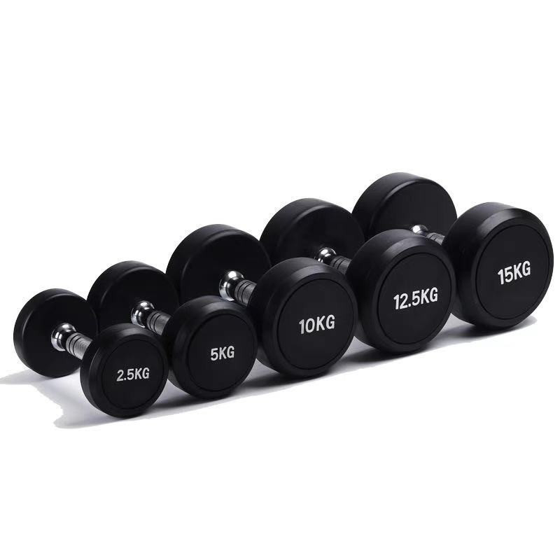 Equipamento de ginástica para levantamento de pesos sem aço Dumbbell Borracha revestida para Unisex 5-25kg